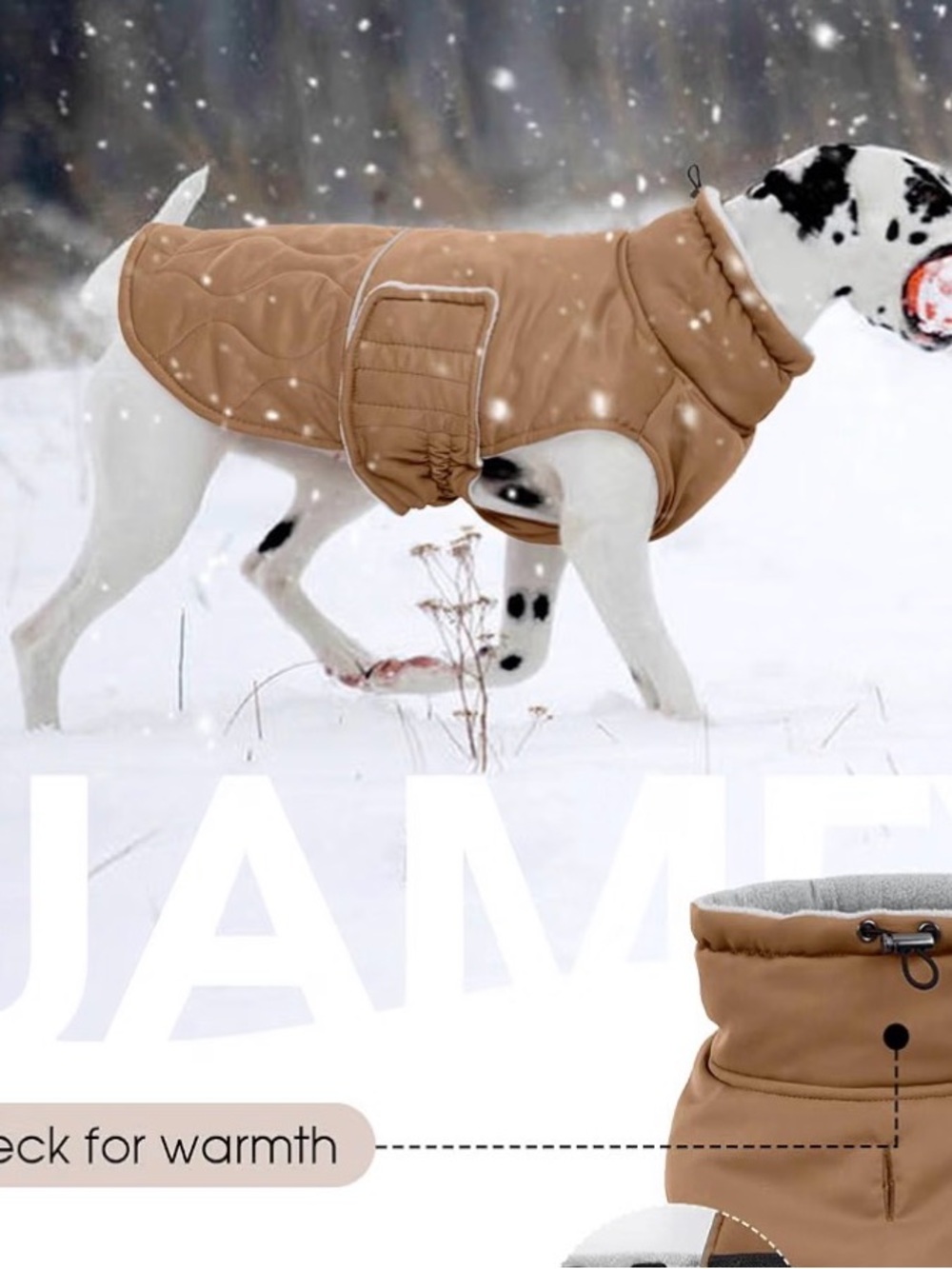 NWT Tan Quilted Dog Winter Coat- Large